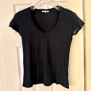 Standard James Perse Black Scoop Neck Short Sleeve Baby Tee T-Shirt Top Size 1